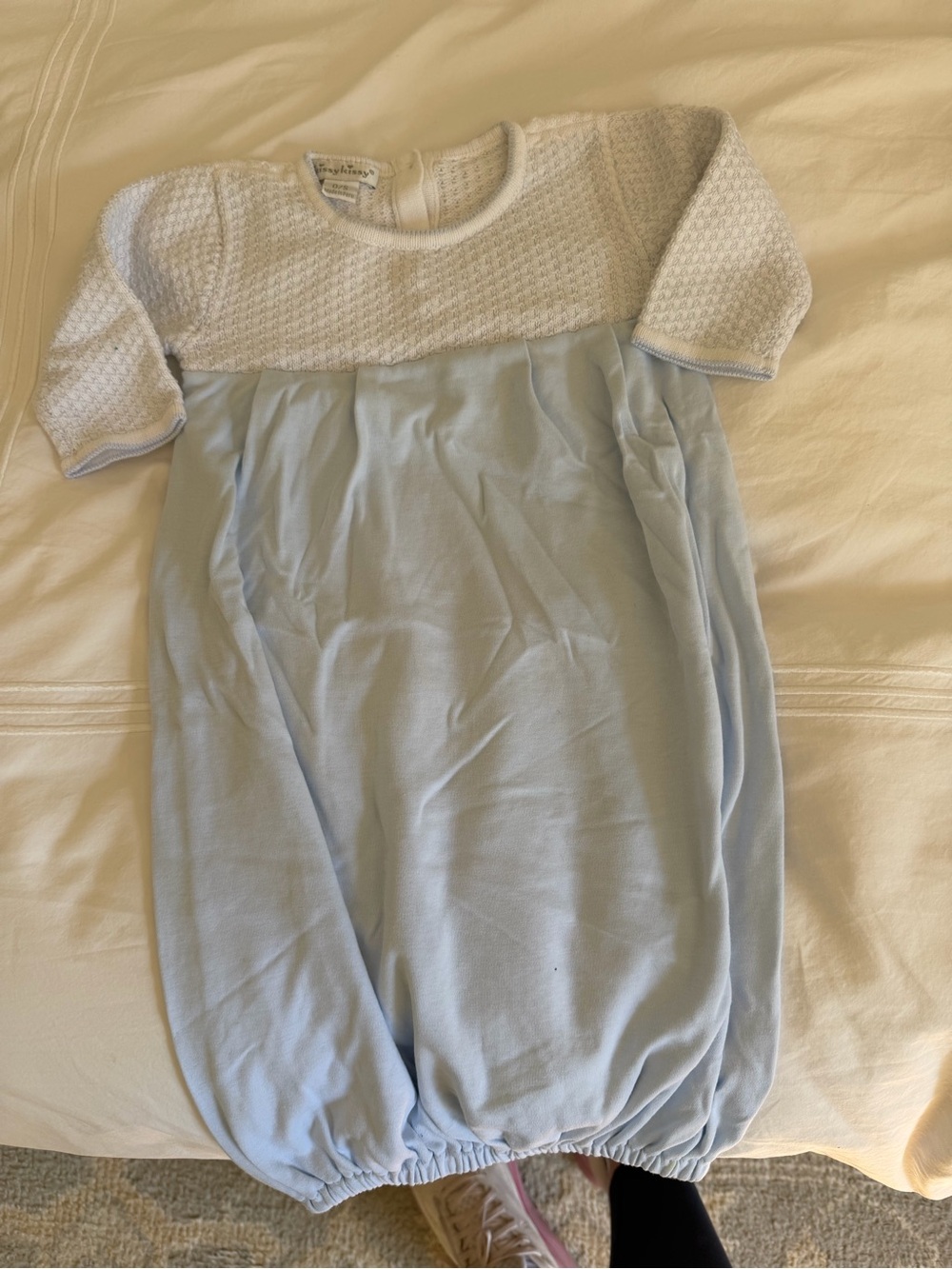Kissy Kissy Light Blue and White Knit-Top Sleep Gown